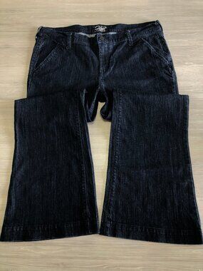 Old Navy Jeans The Flirt Wide Leg Flare Cuffed Blue Women’s Size 14 Short